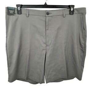 Roundtree & Yorke Mens Gray Performance Flat Front Big Man Shorts Size 44